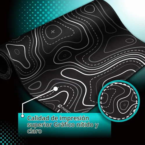 Vista 4 de Pixiecube Alfombrilla de ratón minimalista con mapa topográfico - Alfombrilla de ratón con borde cosido extendido XXL. Alfombrilla de escritorio