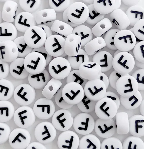 Vista 13 de 100 cuentas de letra, cuentas redondas blancas acrílicas del alfabeto de 0.157 x 0.276 pulgadas (0.157 x 0.276 in), cuentas vocales de letra A