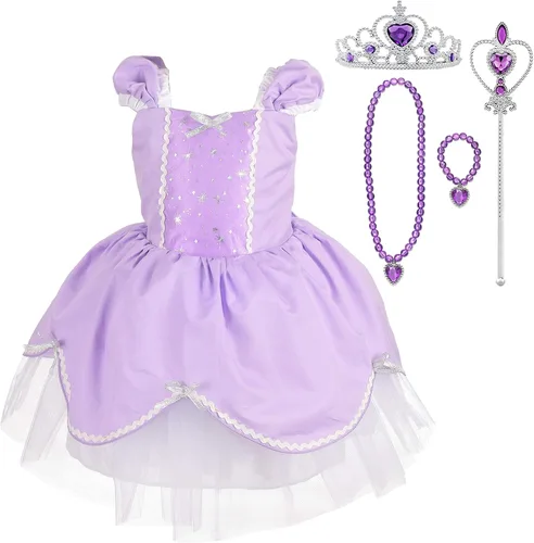 Vista 6 de Lito Angels Disfraz de princesa de verano para niñas pequeñas con accesorios