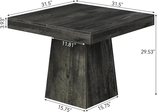 Vista 2 de LITTLE TREE Mesa de comedor para 4 personas, mesa de cocina pequeña cuadrada de 31.5 pulgadas, mesa de comedor de granja con base de pedestal Gris