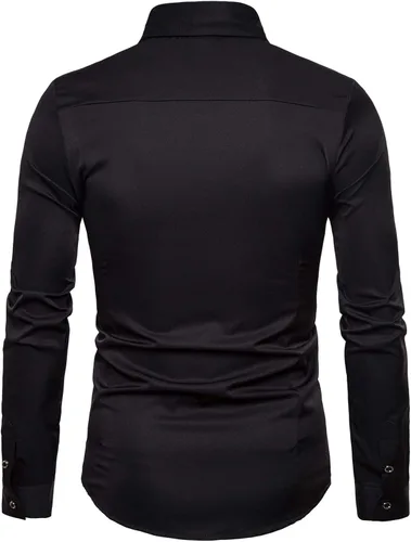 Vista 2 de ZEROYAA Camisas de vestir para hombre con diseño de bordado de hipster de manga larga con botones