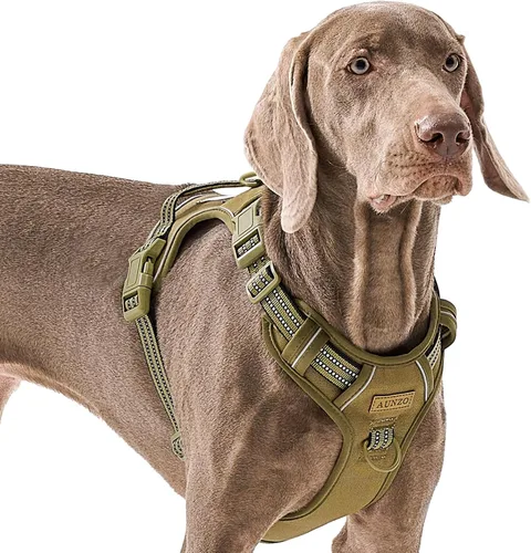 Vista 22 de Arnés para perro sin tirones, chaleco ajustable para perro para caminar fácilmente, material Oxford transpirable, arnés reflectante para mascotas