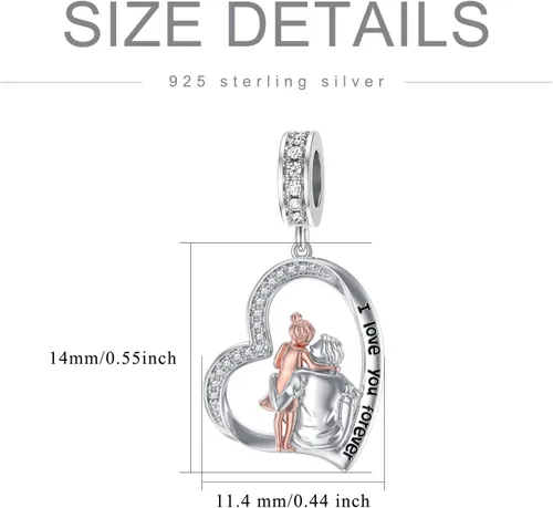 Vista 227 de PROESS Dije para padre, madre e hija, pulsera de plata de ley para pulseras, regalos de cumpleaños, día de San Valentín, para hija, madre, amante