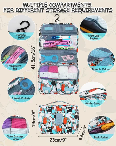 Vista 3 de Aeelike Kit de ganchillo con bolsa para viajes, kit fácil de aprender a ganchillo para principiantes de todas las edades, el kit de inicio