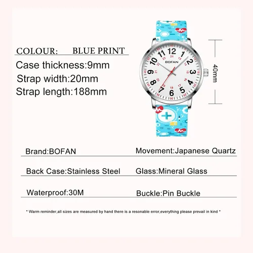 Vista 5 de BOFAN Reloj de enfermera para enfermeras profesionales médicos estudiantes médicos con varios colores médicos esfera fácil de leer segunda mano
