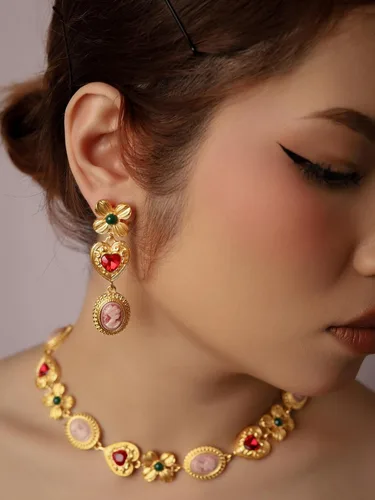 Vista 5 de OJERRY Pendientes colgantes de racimo medievales bizantinos para mujer, accesorios de joyería, regalos románticos geniales para mujeres de 30 años