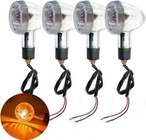 Vista 8 de 4 piezas de luces direccionales universales para motocicleta, intermitentes delanteros y traseros, compatibles con motocicletas Yamaha, Honda, Ámbar