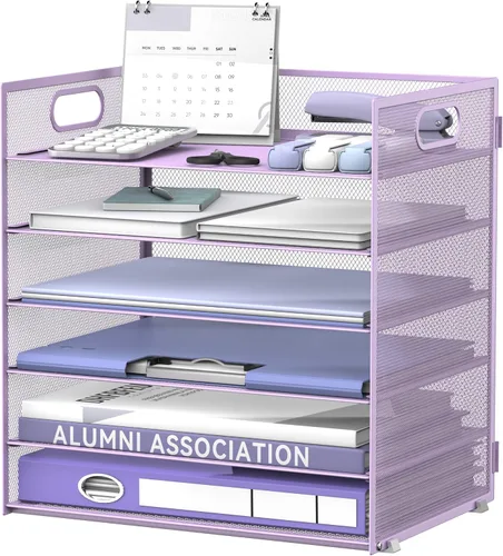 Vista 14 de Daltack Organizador de papel de 6 niveles para escritorio, organizador de bandejas de papel para escritorios, organizadores de archivos de Negro