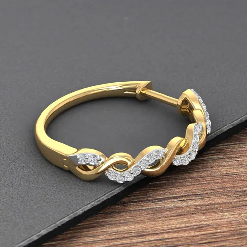 Vista 6 de Aretes de aro trenzados de diamantes de 15 quilates en oro de 10 quilates