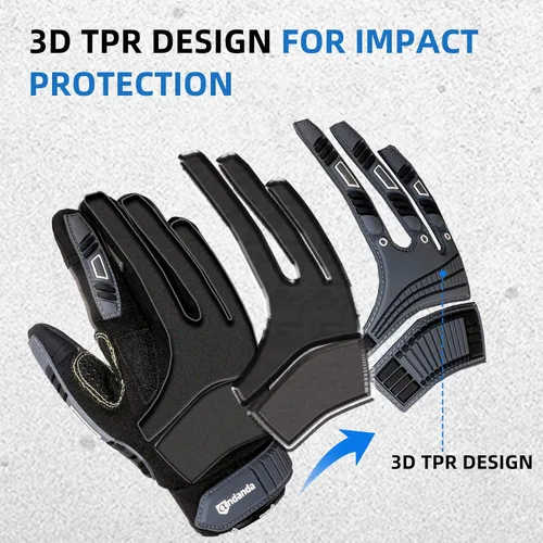 Vista 3 de ANDANDA Guantes de trabajo resistentes para hombre, guantes de trabajo antiimpacto, TPR antivibración, antideslizantes, aptos para pantalla táctil