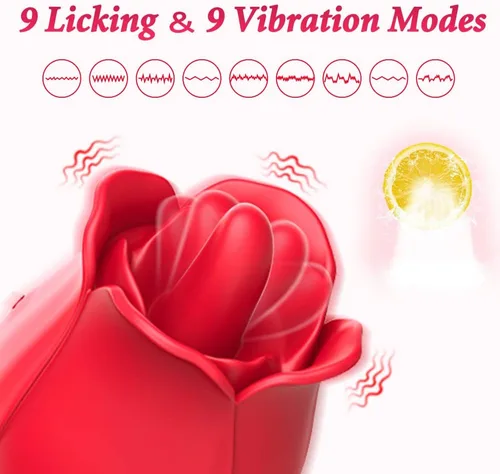Vista 2 de Vibrador de juguete rosa para mujer, mini estimulador de clítoris para lamer la lengua con 9 placeres vibradores para estimulación del clítoris