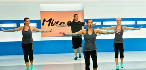 Vista 6 de Banda de ejercicio de resistencia elástica de 7 anillos, banda Miracle Miles, estiramiento de yoga, brazo, hombros, pies, piernas fitness, gimnasio