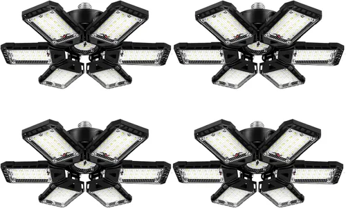 Vista 9 de Aoretic Paquete de 1 bombilla LED para garaje, 80 W, 8000 lm 6500 K, luz LED de taller con 3 paneles ajustables, luz de granero de sótano, luces