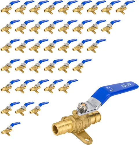 Vista 10 de Válvula de bola azul, válvula de cierre Pex A de 1/2 pulgada con oreja, válvula de bola de cierre Pex de puerto completo de latón para agua, aire