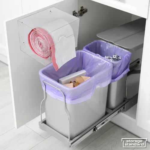 Vista 9 de Storage Standard Dispensador de Portabolsas de Basura 10.5'' x 7'' x 7'' - Organizador Dispensador de Rollos de Bolsas Acrílicas, Soporte para Forro