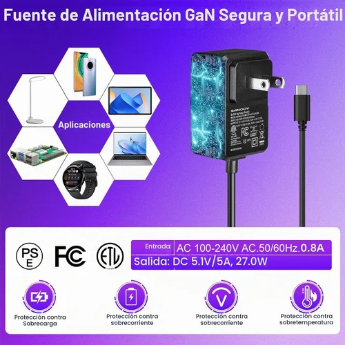 Vista 6 de Pi5 Kit básico para Raspberry Pi 5 4GB con enfriador activo, fuente