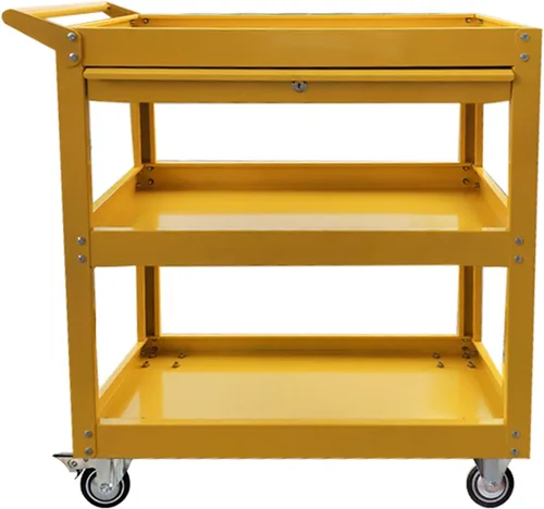 Vista 8 de Carrito de herramientas resistente, carrito de herramientas de 3 niveles, carrito de herramientas de almacenamiento en el pecho, carrito de servicio