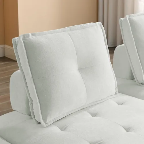 Vista 65 de Quarte Sofá seccional en forma de U, sofá modular con dos asientos individuales, dos sillas, combinación de bricolaje, tela de hilo en bucle Beige/5