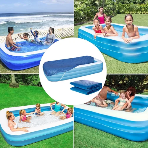 Vista 6 de Cubierta rectangular para piscina, 120 x 72 pulgadas/10 x 6 pies, cubiertas inflables para piscinas sobre el suelo, cubierta de piscina infantil a