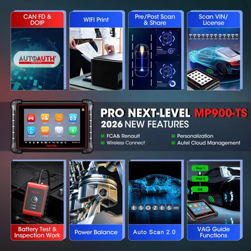Vista 8 de Escáner Autel MaxiPRO MP900TS, TPMS superior y OE ECU C0ding como MS906 PRO-TS 2026 8in MP900-TS Bidirectional Scan Tool & 3000+ Test, 40+
