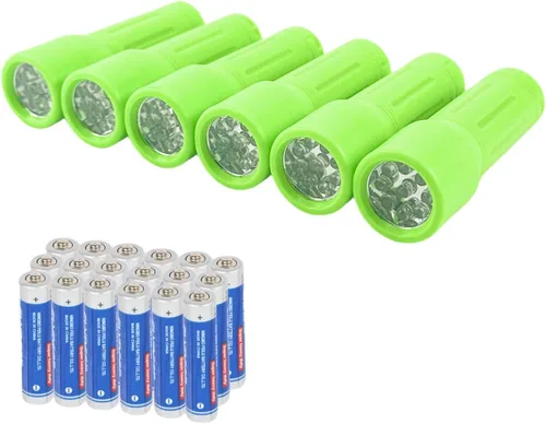 Vista 9 de Paquete de 3 mini linternas LED a granel, pequeñas linternas multicolor con cordón, 9 pilas AAA incluidas, para suministros de huracán, regalos de 3