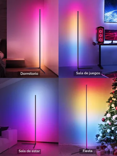 Vista 6 de Tyute Lámpara de pie de esquina, lámpara de esquina LED RGB con sincronización de música, aplicación inteligente y control remoto, luz ambiental que