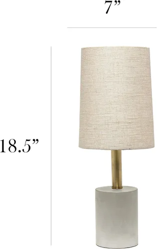 Vista 3 de Elegant Designs LT3314-KHK Lámpara de mesa de cemento con detalle de latón antiguo, caqui