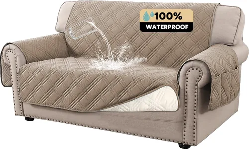 Vista 41 de PrinceDeco Fundas 100% impermeables para sofá biplaza de 2 cojines, fundas impermeables y lavables para sofá con bolsillo lateral, protector