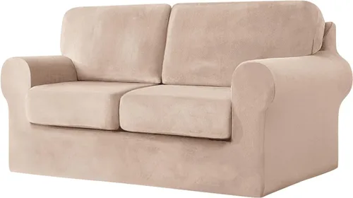 Vista 19 de Funda de sofá con fundas de cojín de asiento separadas y fundas de respaldo, fundas elásticas para sofá, fundas protectoras de terciopelo