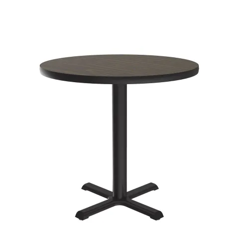 Vista 48 de Correll Mesa de bar redonda de 30 pulgadas, mesa de cóctel de comedor de 29 pulgadas de alto, parte superior laminada de nogal duradero, base