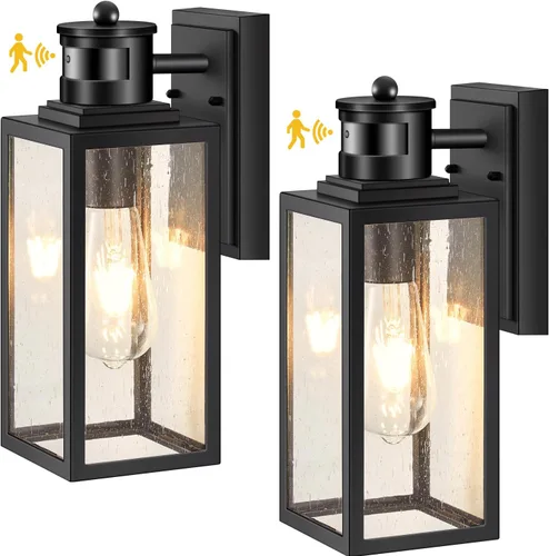 Vista 30 de VIANIS Lámpara de pared dorada para exteriores, sensor de anochecer a amanecer, apliques de montaje en pared exterior linternas luminaria para casa