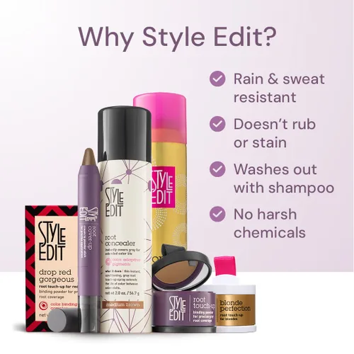Vista 5 de Style Edit - Corrector de raíces, cubre instantáneamente canas y raíces, calidad de salón de belleza profesional