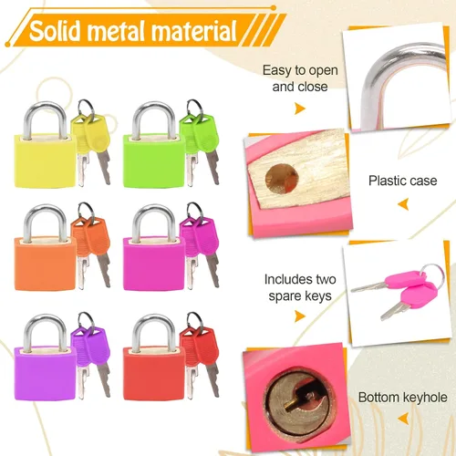 Vista 3 de Bonsicoky Paquete de 10 candados para maleta con llaves, candados metálicos multicolor para equipaje, mini candados con llave para maleta, mochila