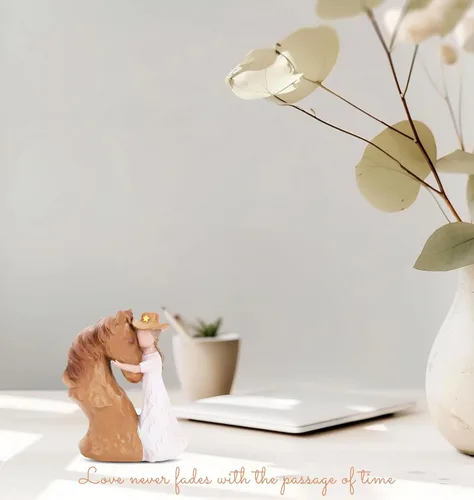 Vista 4 de BEARAE Figura de caballo para niñas y mujeres, escultura de resina pintada a mano, decoración ecuestre, regalos para amantes de los caballos