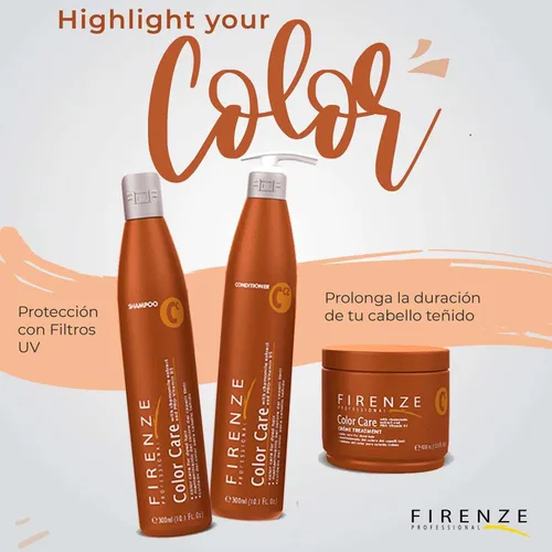 Vista 5 de Firenze Professional Color Care TRIO - Champú para el cuidado del color, acondicionador y tratamiento de máscara, incluye bolsa de regalo