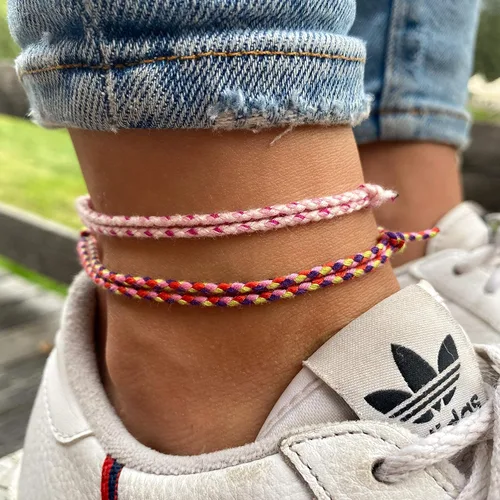 Vista 12 de Made by Nami 2 Pcs Wave String Ankle Bracelets for Women Waterproof & Adjustable Thin Braided Anklet Surfer Boho Ankle Bracelet Set of 2 Beach Multi