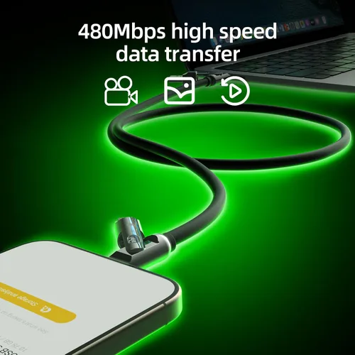 Vista 7 de MFish Cable de carga rápida 4 en 1, 6.6 pies 240 W PD 3.1 USB-A/USB-C a USB-C e Lightning, cable de carga múltiple de silicona con funda, compatible