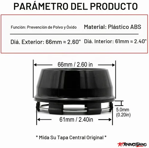 Vista 2 de RTrhinotuning 66mm Tapa central de rueda negra para AVID.1 Tapas centrales para llantas