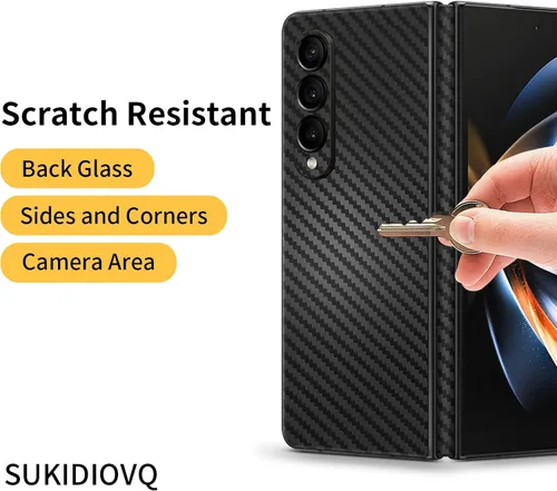 Vista 4 de Para Samsung Galaxy Z Fold 4 Etiqueta engomada del teléfono Envoltura de la piel de fibra de carbono Película de una sola pieza 3M vinilo ultra fino