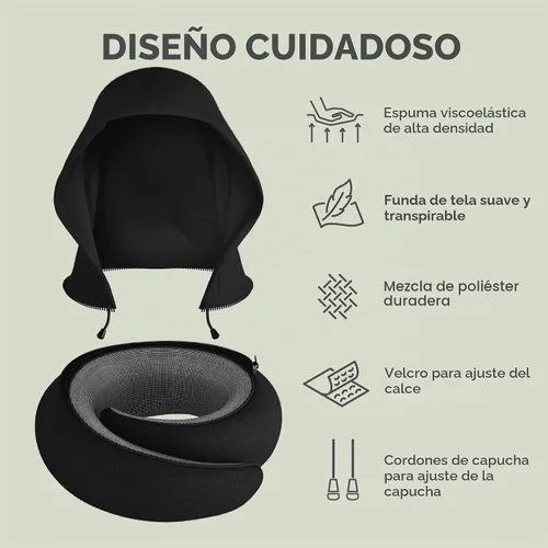 Vista 6 de Dot&Dot Almohada de viaje de espuma viscoelástica para aviones - Almohada de viaje para dormir - Almohada de avión para soporte cervical - Almohada