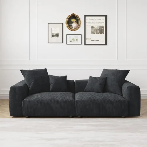Vista 18 de JACH Sofás Seccionales de Pana para Sala de Estar, Sofá Seccional Modular con Otomanas Chaise, Fundas de Cojines Removibles, Sofá Cama Moderno