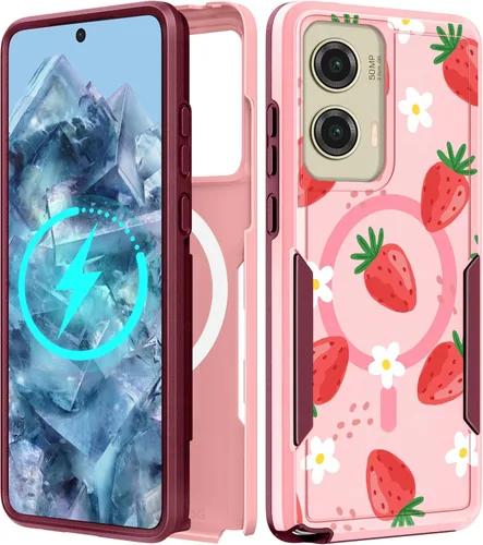 Vista 25 de Funda para Moto G 5G 2024 – Compatible con MagSafe para mujeres y niñas, bonita funda protectora magnética para teléfono, diseño femenino Kawaii