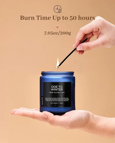 Vista 4 de M&SENSE Ode to Winter - Vela perfumada para el hogar, cera de soja natural, mecha de algodón, aroma de invierno, 7.05 onzas hasta 50 horas de tiempo