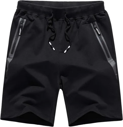 Vista 2 de CRYSULLY Pantalones cortos de algodón para hombre con bolsillos con cremallera