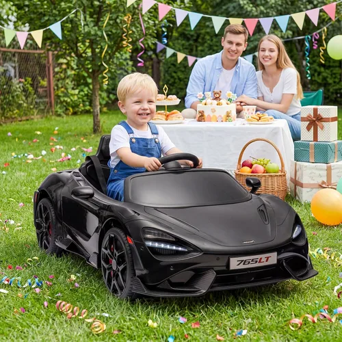 Vista 2 de Automóvil de paseo para niños con licencia McLaren 765LT para niños de 3 a 6 años, vehículo eléctrico con batería de 12 V, con control remoto