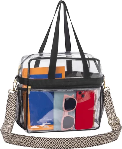 Vista 12 de Paxiland Clear Bag for Stadium Events, 12x6x12 inches Tote Bag with Detachable Reinforced Strap for Sports Concert and Work