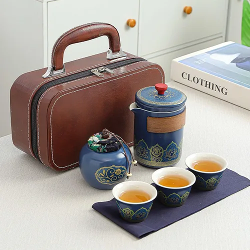 Vista 10 de Juego de té de viaje portátil de cerámica, el mejor regalo para la temporada de graduación, día de la madre, día del padre, Navidad, Halloween