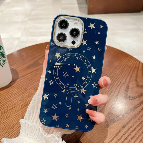 Vista 5 de ZCDAYE Magnetic Case for iPhone 14 / iPhone 13, Mystery Pentagram Star Pattern Phone Case Compatible with Magsafe, PC Back TPU Bumper Shockproof