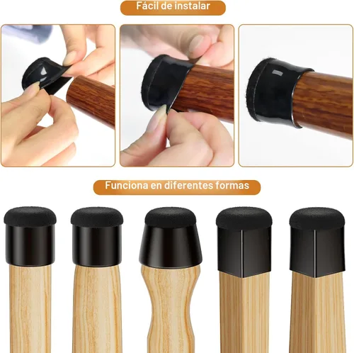 Vista 5 de 24 piezas de protectores de pata de silla de silicona extra pequeños (1,5 cm - 2 cm) almohadillas de goma y fieltro para patas de muebles