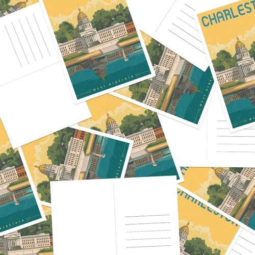 Vista 4 de gaeaverse Charleston - Postales de paisaje de la ciudad americana, postales vintage de 9 piezas/juego de tarjetas de felicitación de ciudades